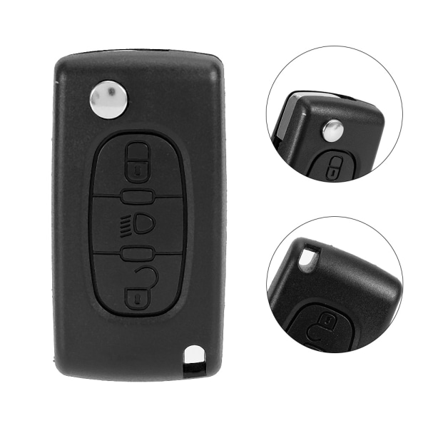 3-knapps bilfjernkontroll Flip-nøkkel-deksel Bladdeksel Skal Passer for Citroen C3 C4 C5 C6 Picasso