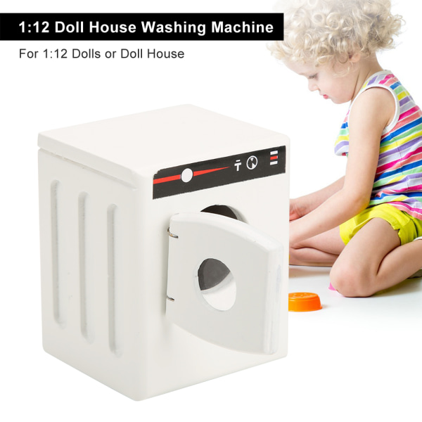 1:12 dukkehus tre vaskemaskin modell for dukker DIY dukkehus møbler Hvit