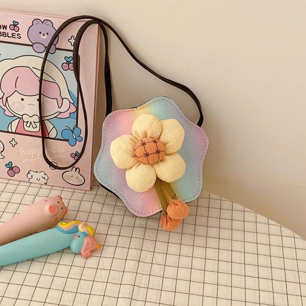 Rainbow kukka pikkutyttö kolikko kukkaro lasten laukku muoti tyttö pieni messenger bag ins muoti prinsessa olkalaukku