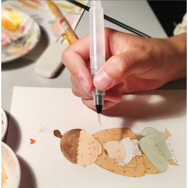 1/3 påfyllningsbar bläckfärgad penna vattenborste målning kalligrafi illustrationspenna kontorsmaterial s