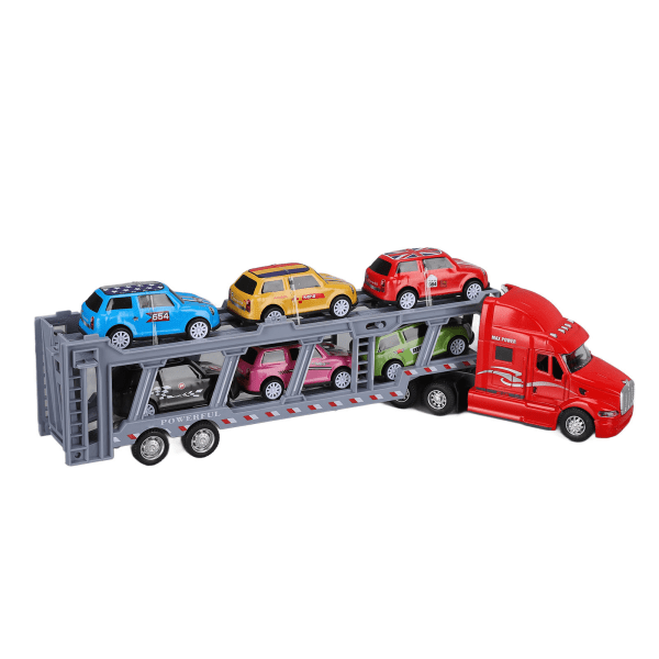 1:48 Carrier Truck Lelu Malli Seos Irrotettava Kuusi Autoa Lasten Kuljetusajoneuvot Simulaatiomalli 3-vuotiaille +(punainen)