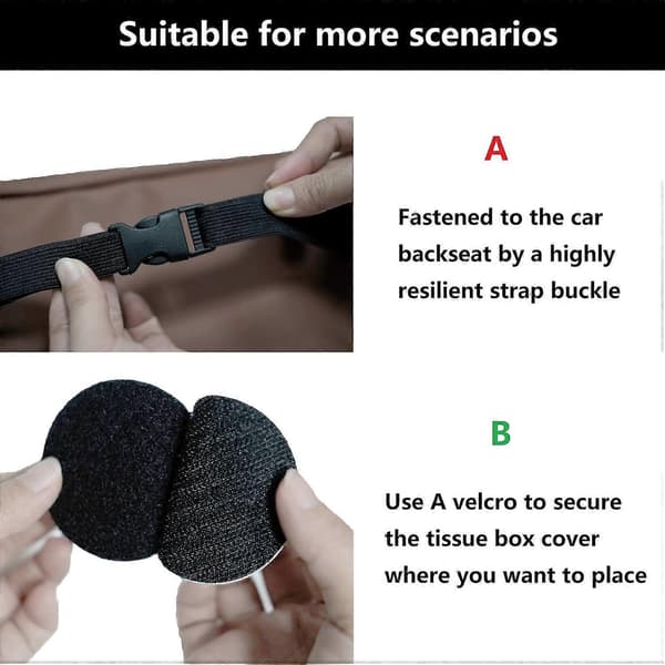 Hanging Tissue Boxes for Car Back Seat Headrest, Fits 120 Tissues per Box (Black)