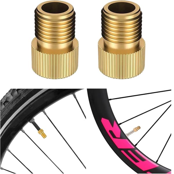 2-pack Presta ventil till Schrader adapter - Standard cykelpump eller luftkompressoradapter