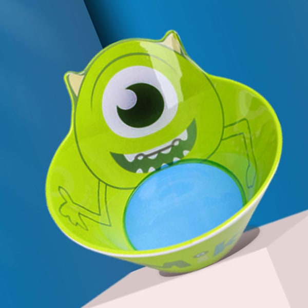Barn Soppskål 3D Cartoon Stor Melamin Barn Porslin Skål för Porrige Hem Kindergarten Grön Stora Ögon Figur