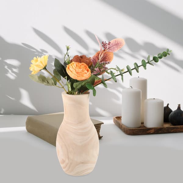 Lille trævase, rustik stil, beige | Velegnet til friske og tørrede blomster