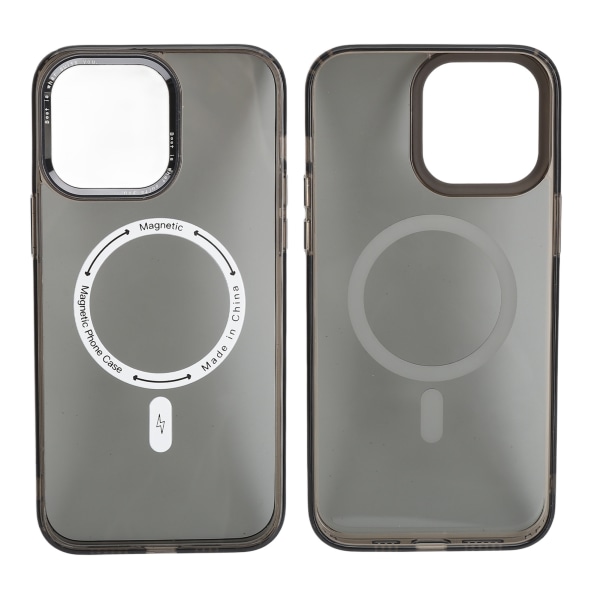 Phone case runt om Skyddande Transparent Magnetisk Anti Drop Bekvämt grepp gör-det-själv cover Black Tan för IOS 14promax