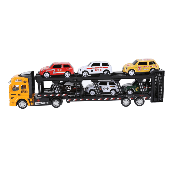 Carrier kuorma-auton lelumalli metalliseos irrotettava kuusi autoa lapsille kuljetusauton simulaatiomalli keltainen
