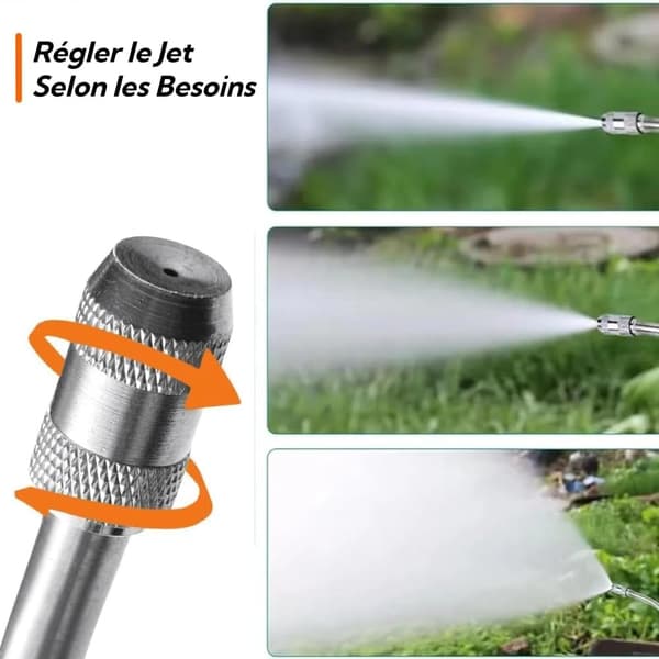 Teleskopisk sprøjtedyse og lanse i rustfrit stål til sprøjter, bilvask, 1/4\" og 3/8\", 2 grænseflader