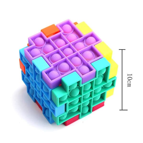 Magic Cube Skrivebordsfidget - Silikone Print Firkantet Fidget Legetøj til Kontor, Hjem eller Skole