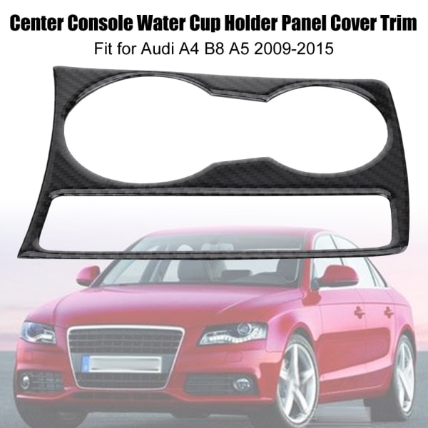 Carbon Fiber Car Center Console Vattenkoppshållare Panel Cover Trim för Audi A4 B8 A5 2009-2015