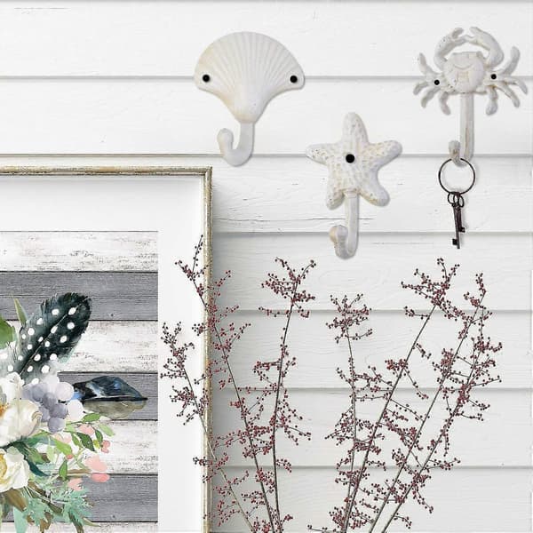Decorative Iron Wall Hooks for Jackets, Hats, Towels, Beach and Ocean Themed Hooks, Elegant Metal Hooks