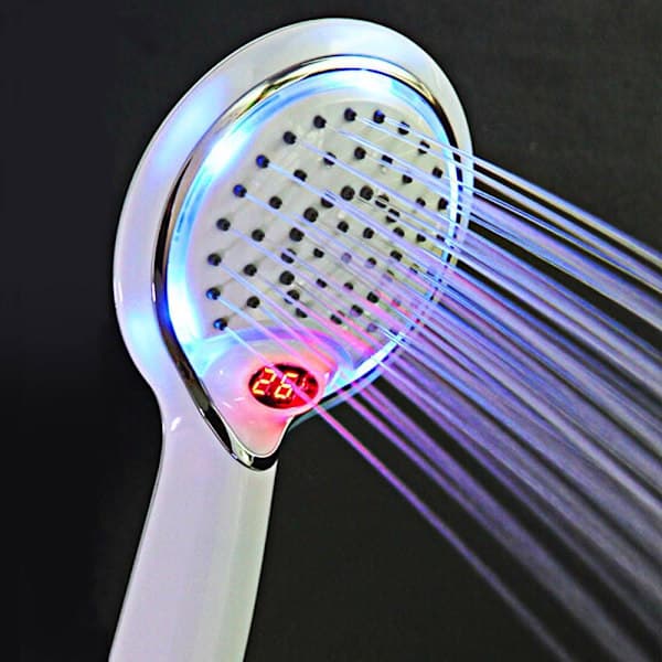 LED dusjhode med temperatursensor, digitalt display, 3 farger, vannkraft