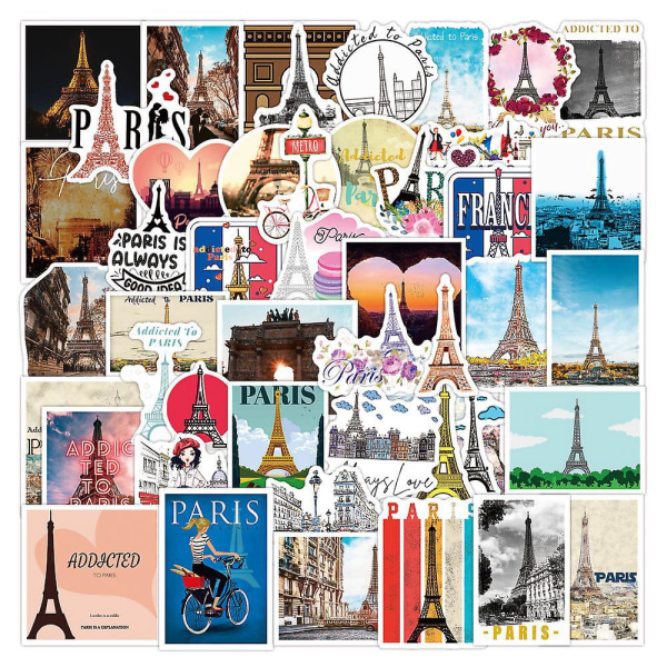 Paris Tower Graffiti-klistermærker - Sæt med 50 tegneserievandtætte klistermærker til bagage og biler