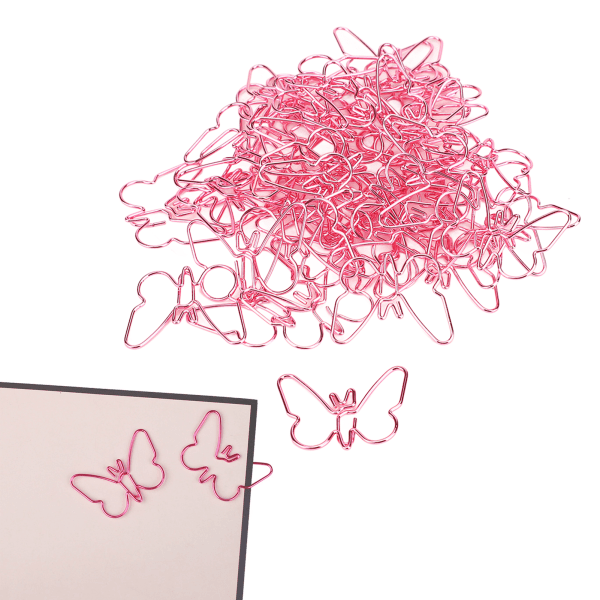 50 stk Rosa sommerfugler binders tegneseriefargeplatting Innovativ søt binders for kontor hjemmeskole