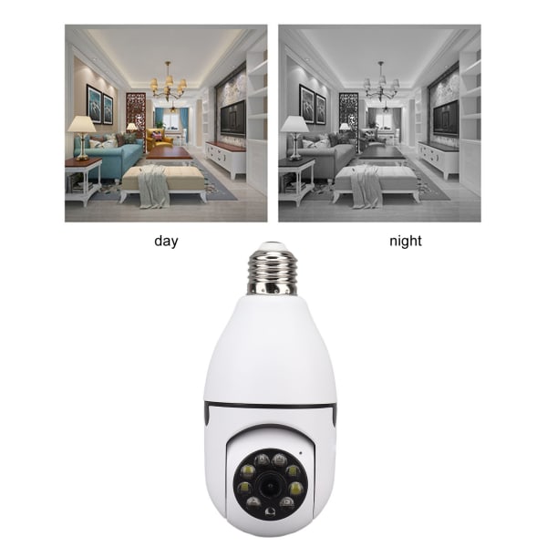 Trådløst HD-kamera for hjemmesikkerhet - 360° fullfarge nattsynspære