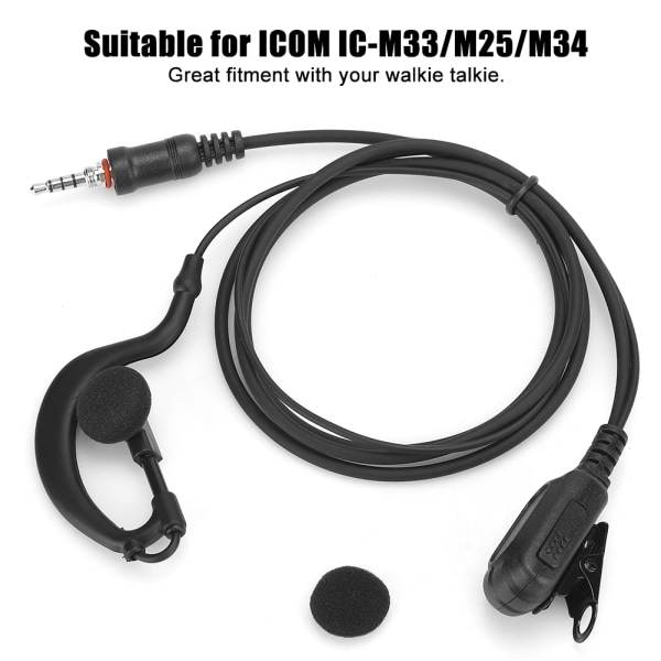 Vanntett ørekrok-øretelefon for ICOM IC M33/M25/M34 Toveisradio