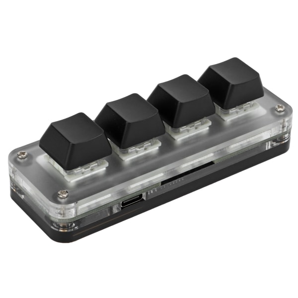 Mini 4-tasters spilltastatur Mekanisk tastatur Type C til USB-grensesnitt programmering Svart med RGB-lys