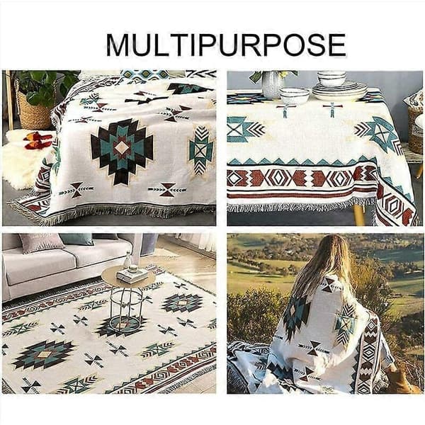 Etnisk amerikansk pledd sofateppe i ett stykke, strikket full dekning sukker jacquard sofateppe - 90x90cm