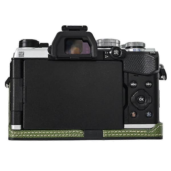 For Olympus OM-5 Camera Case Battery Opening Palm Texture PU Leather Half Body Bottom Protection - Green