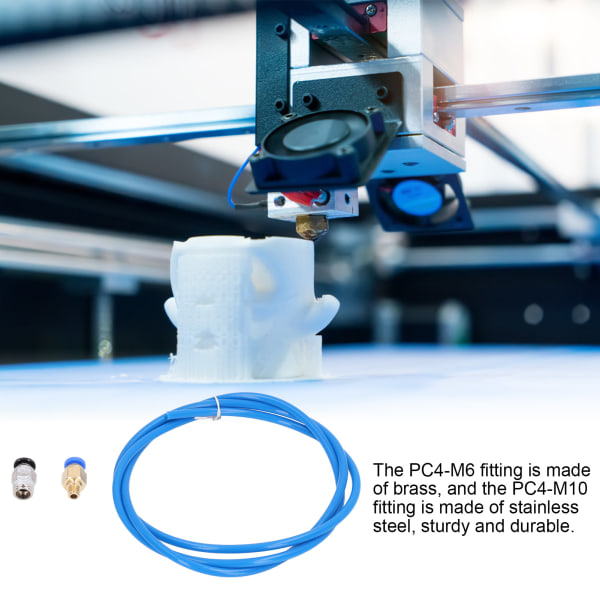 PTFE-rör och pneumatiska kopplingar för 3D-skrivarfilament (5 st rör + 20 st kopplingar)