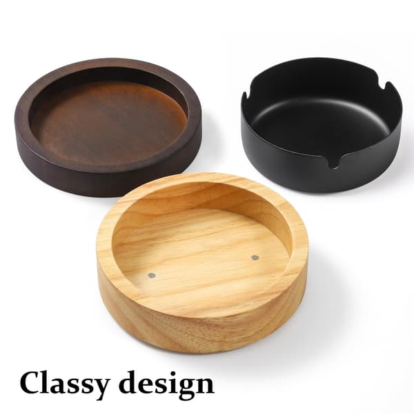 Askebeger med lokk — et design som kombinerer tre og rustfritt stål; bærbart, elegant, vindtett og praktisk.