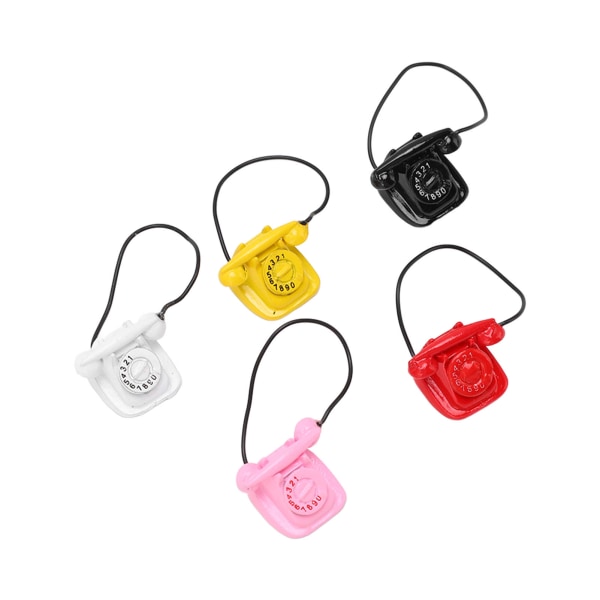 5 stk miniature telefon 1/12 skala 5 farver livlig attraktiv sød stil legering materiale Telefon model dekoration til gave