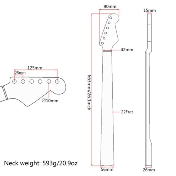 Byte av elektrisk gitarrhals för gitarrhals Byte av delar till gör-det-själv 22 Rose Wood Gripbräda bindning för TL ST Tele Back Center Line