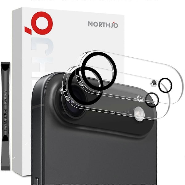 NORTHJO 2 pcs Camera Protector for iPhone 17 Air, Black Circles, 3D Full Coverage, Clear Tempered Glass