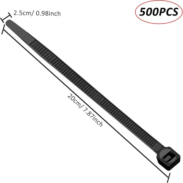 Elektriske kabelbindere 200 x 2,5 mm selvlåsende nylon plast kabelbindere sorte 500 stk.