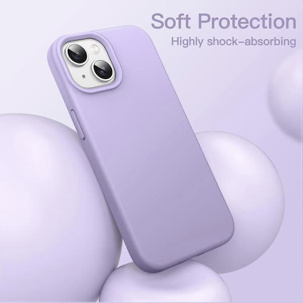 Silicone Case Compatible with iPhone 13 6.1 inch, Silky Soft Full Body Protective Case, Shockproof Cover with Microfiber Lining (Light Purple)