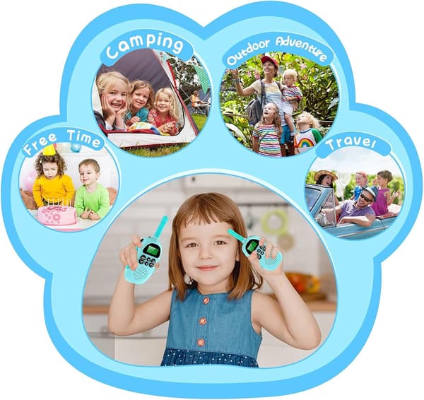 Rechargeable Walkie Talkie Long Range, 16 Channels, with Backlit LCD Display VOX Function, for Girls Boys 3-12 Years
