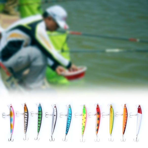 10 st Färgglada Fiskedrag 95mm Crankbaits Vassa Krokar Beten Fiske Tillbehör