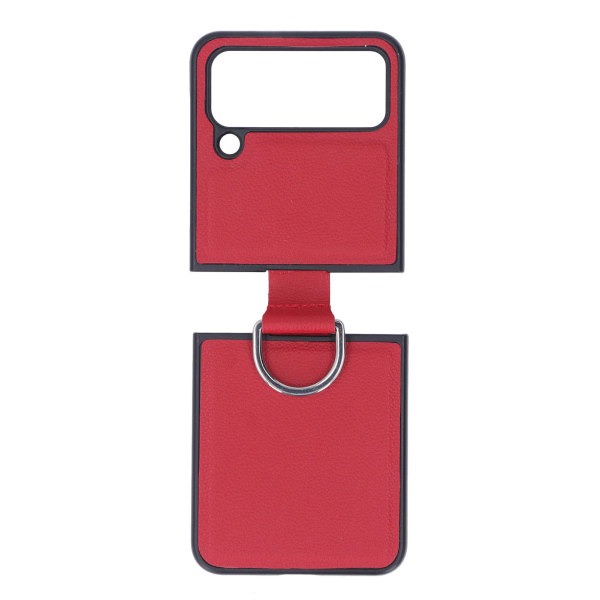 Ensfarvet ringholder Foldetaske Telefonetui med ring til Z Flip4 Stødsikker holdercover Rød til Z Flip 4