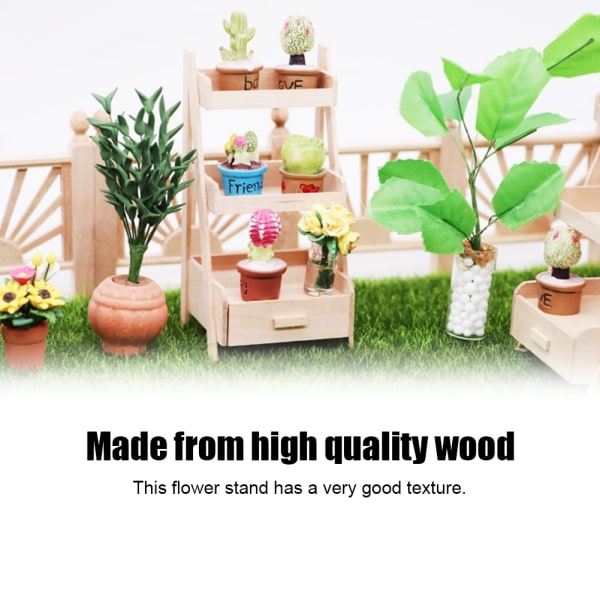 1:12 Mini Dukkehus Havedekoration Træ Simulering Miniature Flower Stand Model