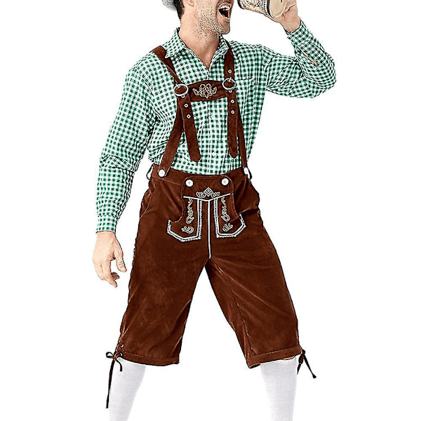 Bavarian Lederhosen Oktoberfest Ølmand Kostume XL Grøn