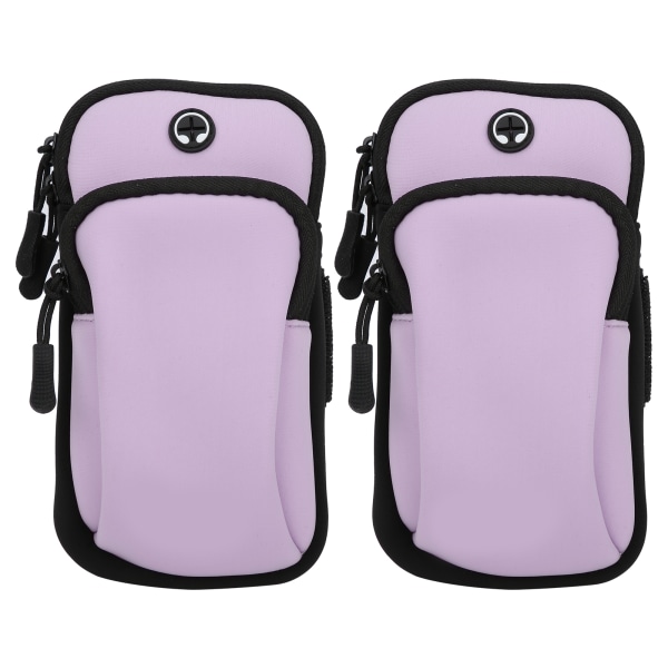2 stk Vanntett stoff Mobiltelefon Arm Bag Lomme for fjellklatring Fitness Løping YogaLilla