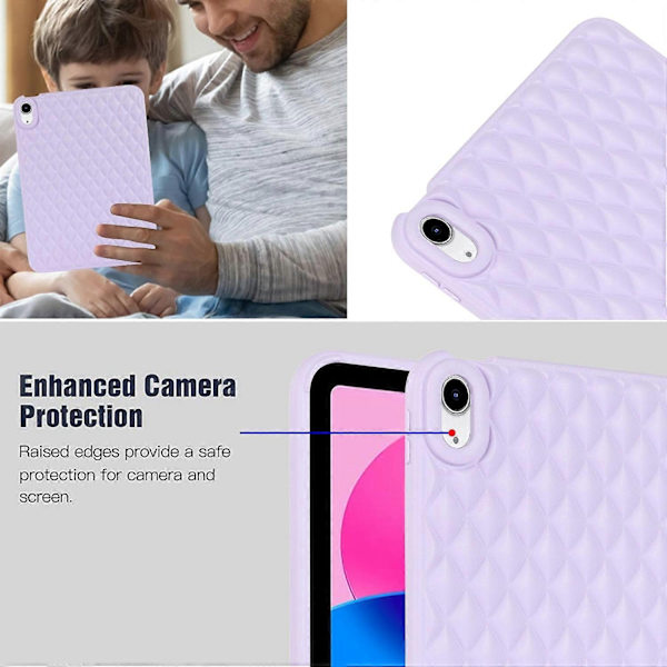 Anti-drop Protective Back Cover for iPad 10.9 (2022) Rhombus Pattern Soft TPU Tablet Case