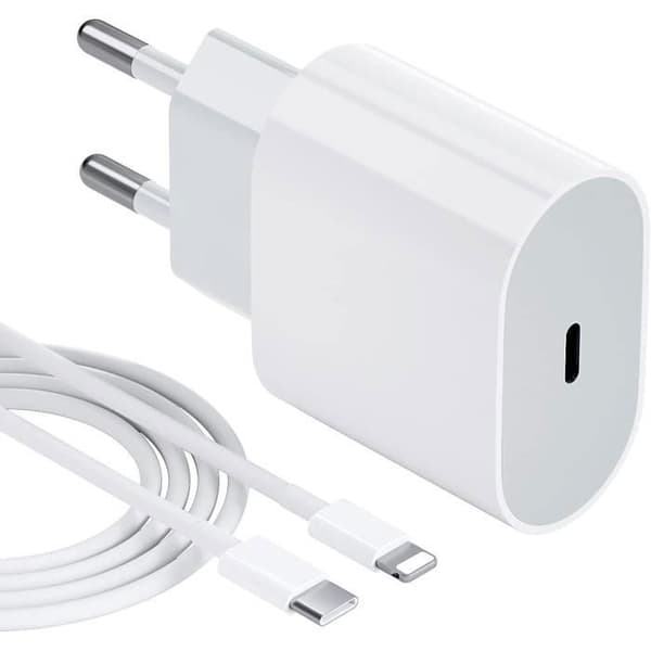 Snabbladdare - 20W - USB C - 1M - Kompatibel med iPhone 14/13/12/11/8 Plus