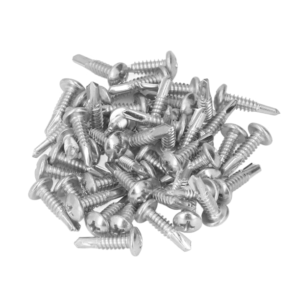 50Pcs Self Drilling Screw Zinc Plated Carbon Steel Cross Drill Screw 4.8x19mm for Home Round Head