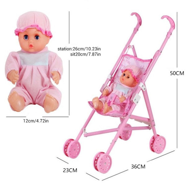 Babydukke med vognsæt Babydukkevognslegetøj Legetøjssæt til børn