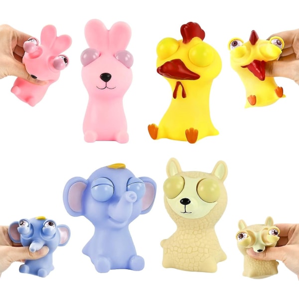 Squeeze-legetøjssæt - 4 søde dyre-squishies til stressaflastning (4 stykker)