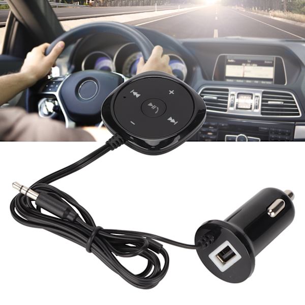 Auton Bluetooth 5.0 -audiovastaanotin, handsfree-puhelut, 5 V 2,1 A USB-latausportti autoille, joissa on 3,5 mm:n AUX-liitäntä