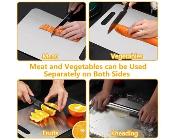Titanium skærebræt 34x23 cm, holdbart køkkenskærebræt i rustfrit stål