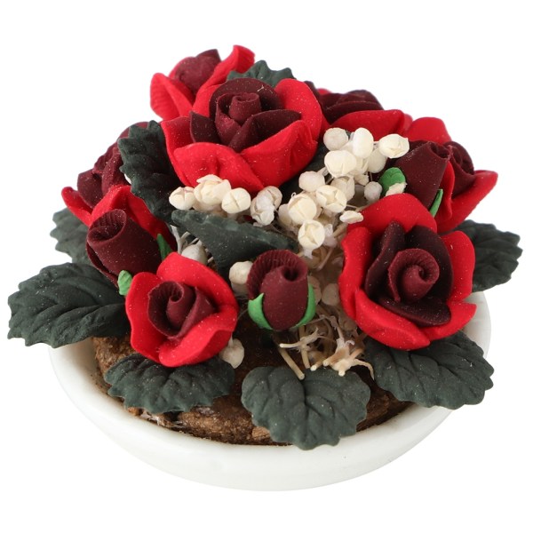 1:12 Miniature Dukkehus Blomst Bonsai Rose Dekoration Haveværelse Dekoration Tilbehør