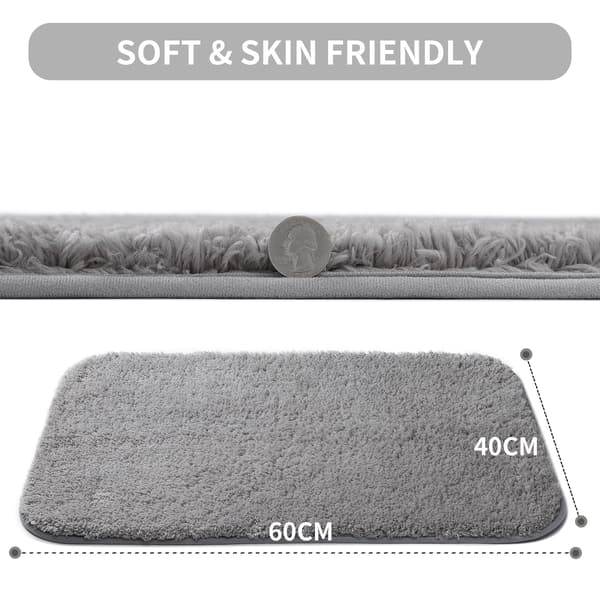 Luksuriøs badematte - Absorberende og maskinvaskbar, grå badematte 40x60cm, dusjmatte for baderomsgulv