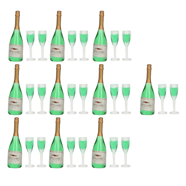 10 sett dukkehus champagnesett DIY miniatyrsimuleringsmodell miniatyrvinflasker naturtro PVC dukkehusdekor