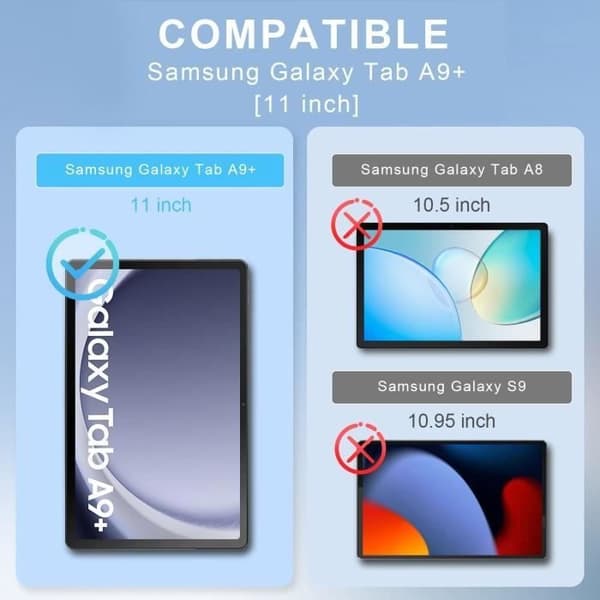 Skärmskydd kompatibelt med Samsung Galaxy Tab A9+ - Härdat glas - 9H hårdhet - 3-pack