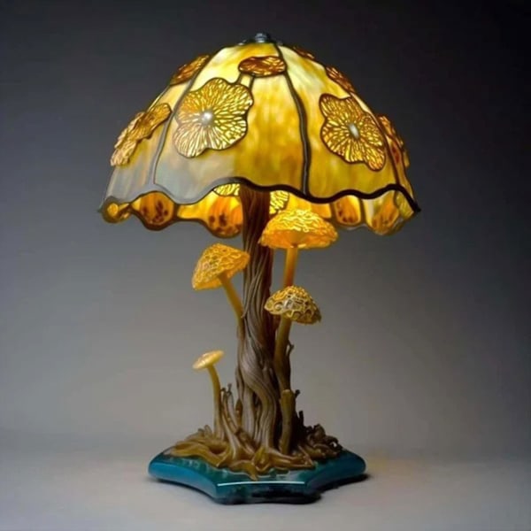 Vintage Glass Mushroom Bordlampe - Dekorativ Bordlampe til Soverom, Stue, Hjemmekontor - Unik Hjemmeinnredning Gave C