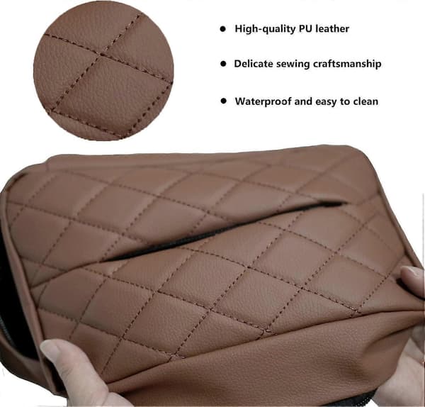 Hanging Tissue Boxes for Car Back Seat Headrest, Fits 120 Tissues per Box (Black)