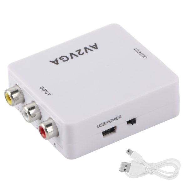 För AV till VGA Conveter Portable 1920x1080 HD AV2VGA Video Converter med USB kabel